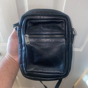 Yves Saint Laurent Black Leather Messenger Bag unisex